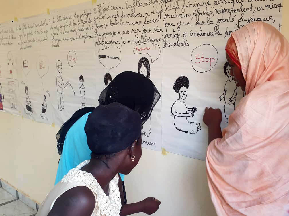 Mariam Oumar Cisse fled her home in Mali in 2012 to escape the ongoing conflict. When she returned, she joined International Medical Corps—first as a volunteer-mentor and then as a staff social worker. She works with women and girls to prevent and respond to gender-based violence.
