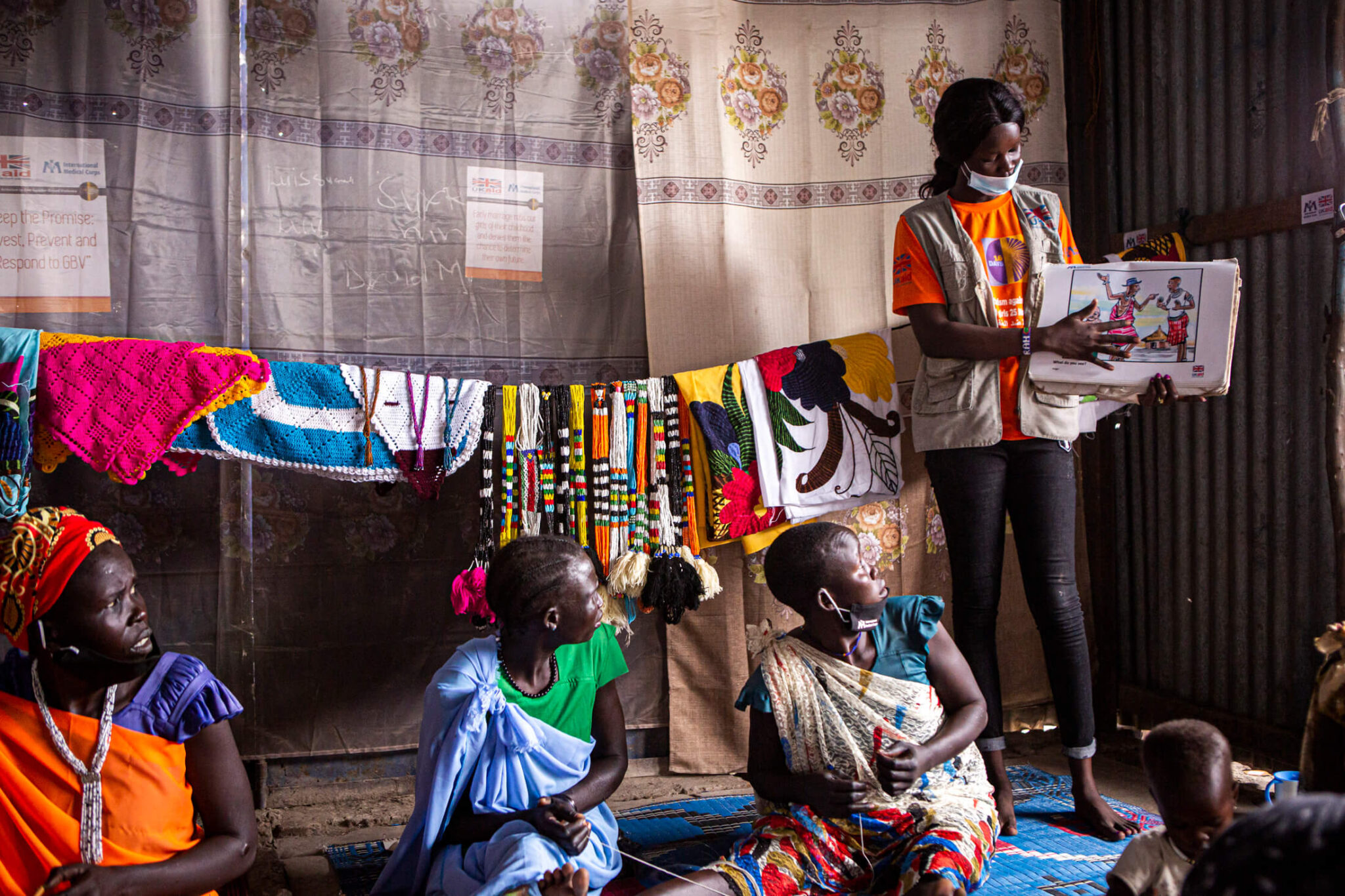 At a WGSS in Malakal, South Sudan, International Medical Corps staff members lead a discussion on gender-based violence.